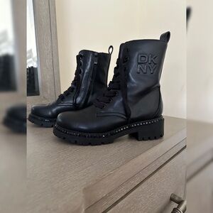DKNY Black Lace-Up Women's Boots worn twice.